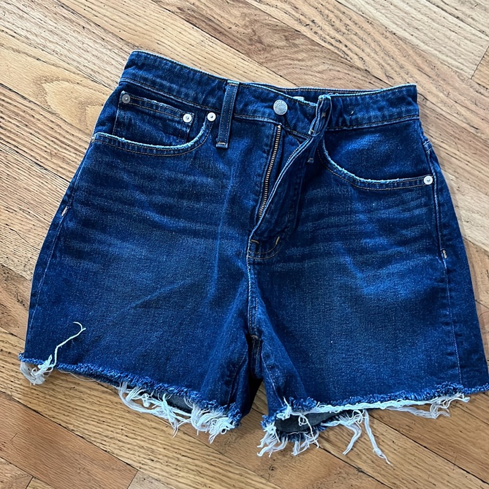 Madewell High Waist Denim Shorts - Dark Blue